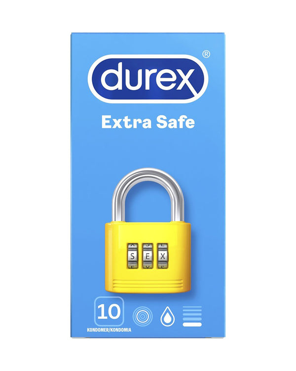 Durex Extra Safe grubsze i dodatkowo nawilżone prezerwatywy 10 sztuk