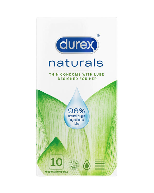 Durex Naturals prezerwatywy pokryte lubrykantem z naturalnych składników 10 sztuk