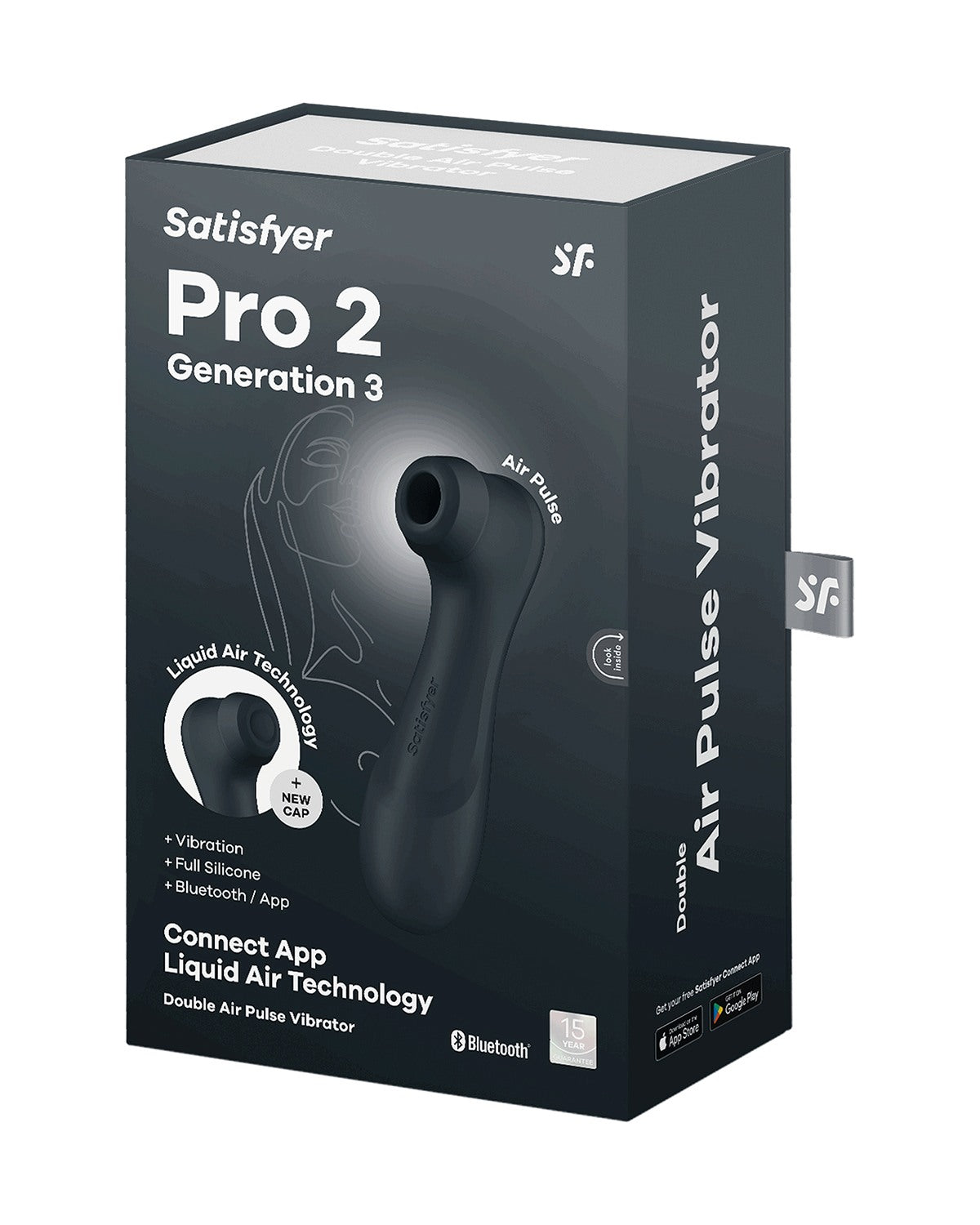Luksusowy stymulator łechtaczki z aplikacją i technologią Liquid Air Satisfyer Pro 2 Generation 3 Bluetooth Black