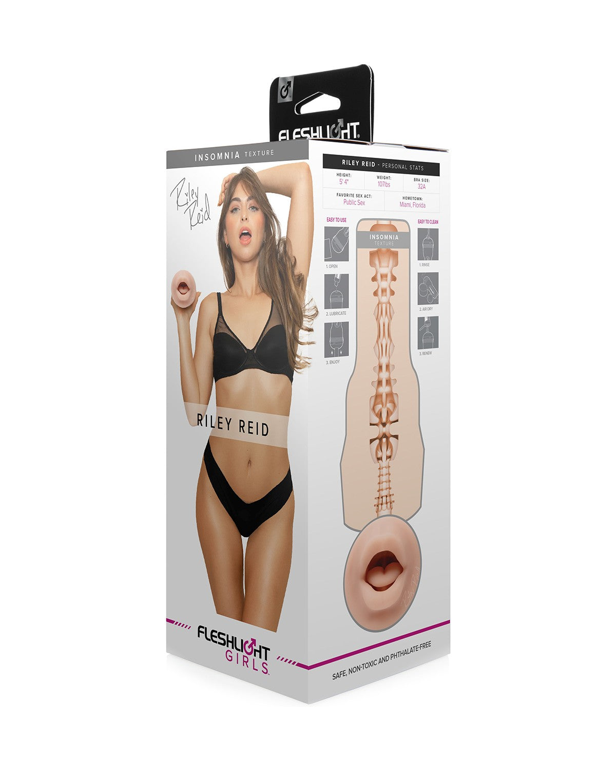 Masturbator oralny Fleshlight Girls Riley Reid z teksturą Insomnia w oryginalnym, fabrycznym opakowaniu.