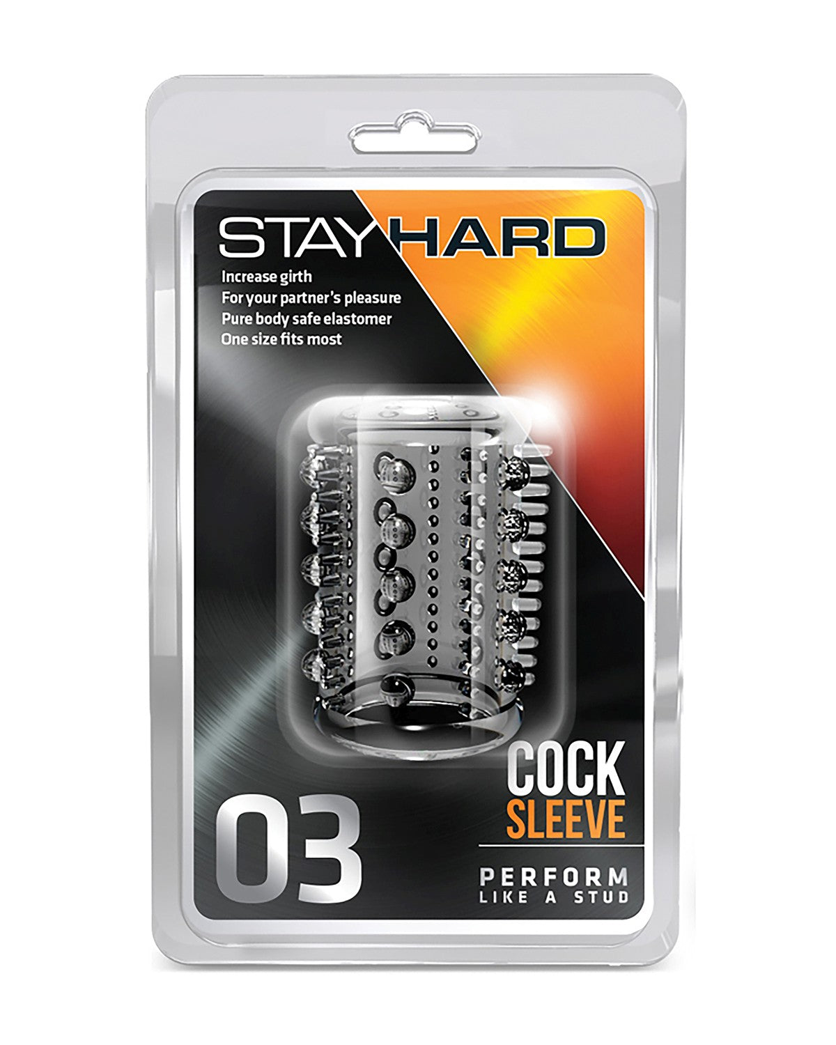 Stymulująca i pogrubiająca nakładka na penisa Stay Hard 03 w oryginalnym opakowaniu producenta Blush.
