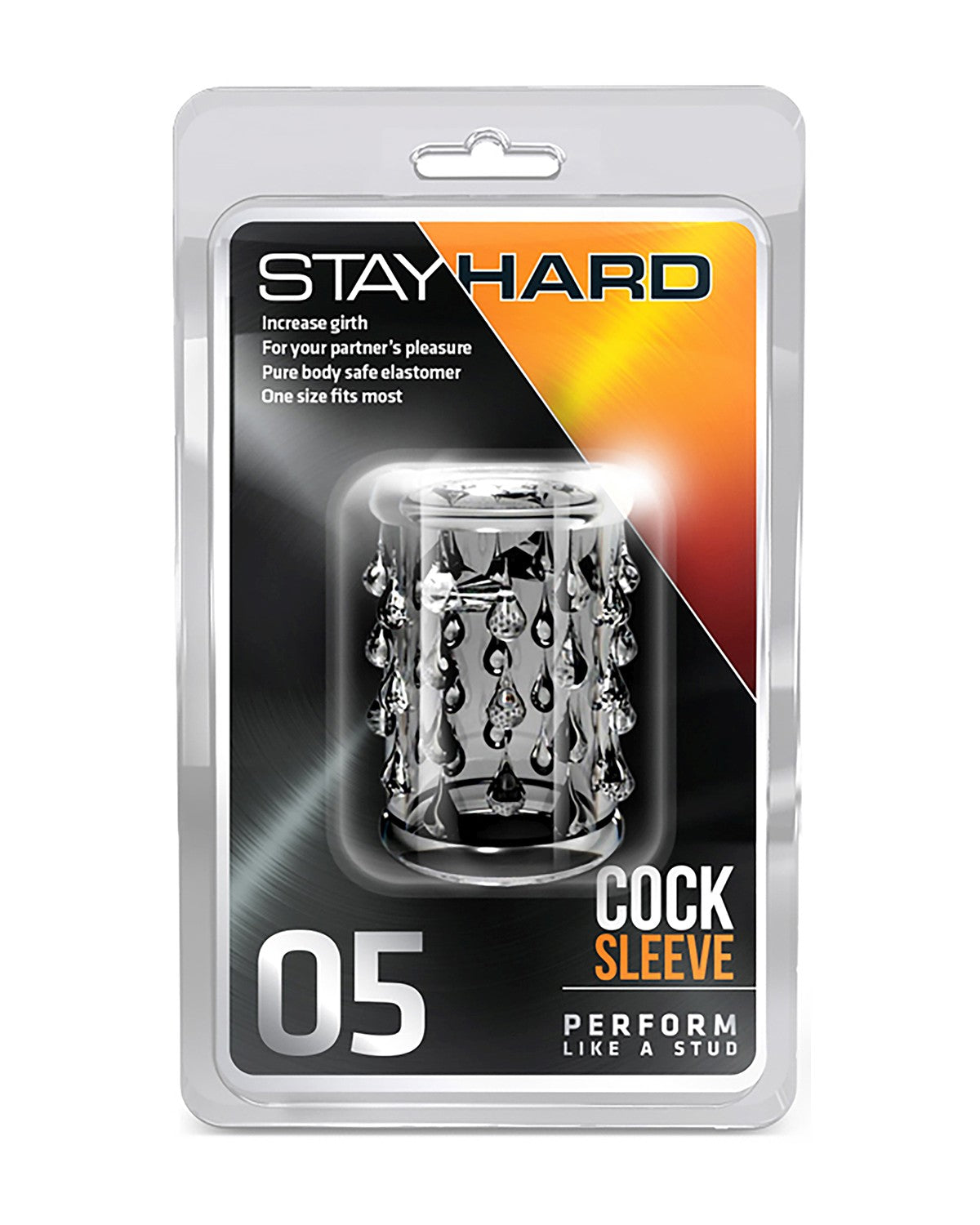 Nakładka na penisa Stay Hard 05 z teksturą kropli pożądania w oryginalnym opakowaniu producenta Blush.
