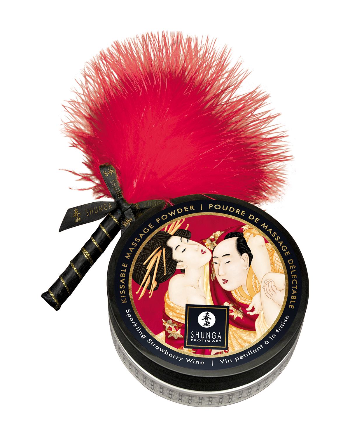 Shunga Kissable Massage Powder puder do masażu i erotycznych pocałunków o smaku truskawki