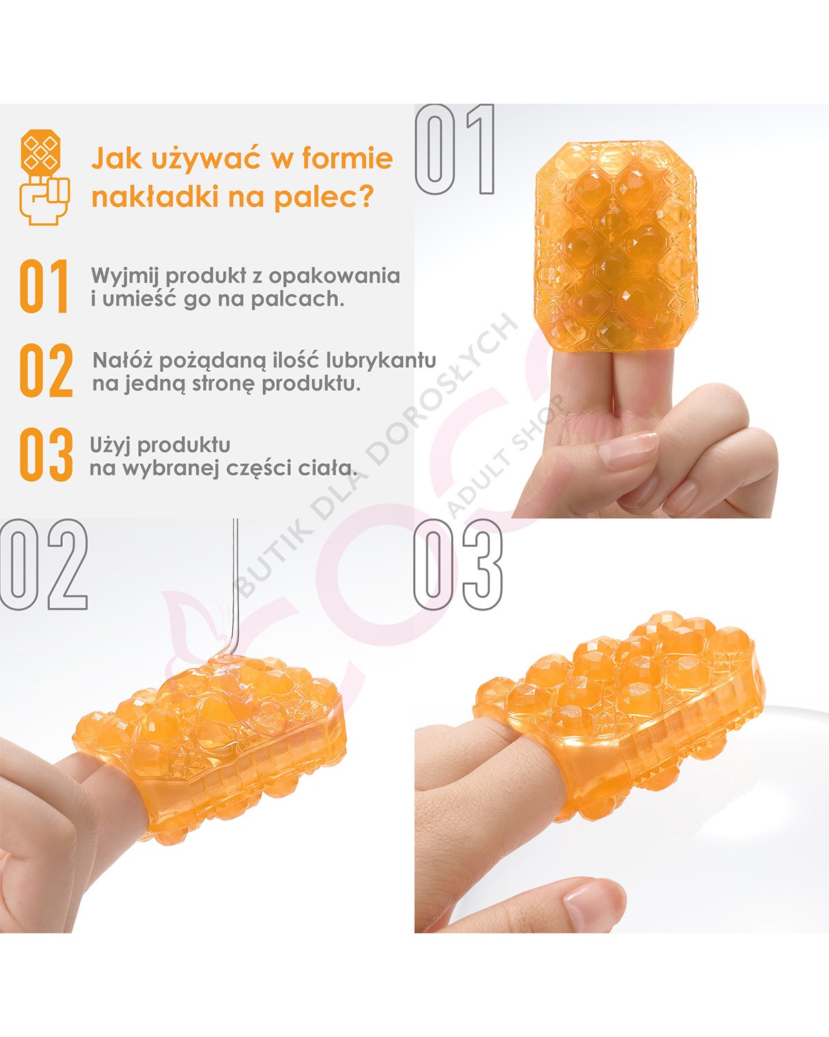 Tenga UNI Diamond masturbator i nakładka na palec w jednym