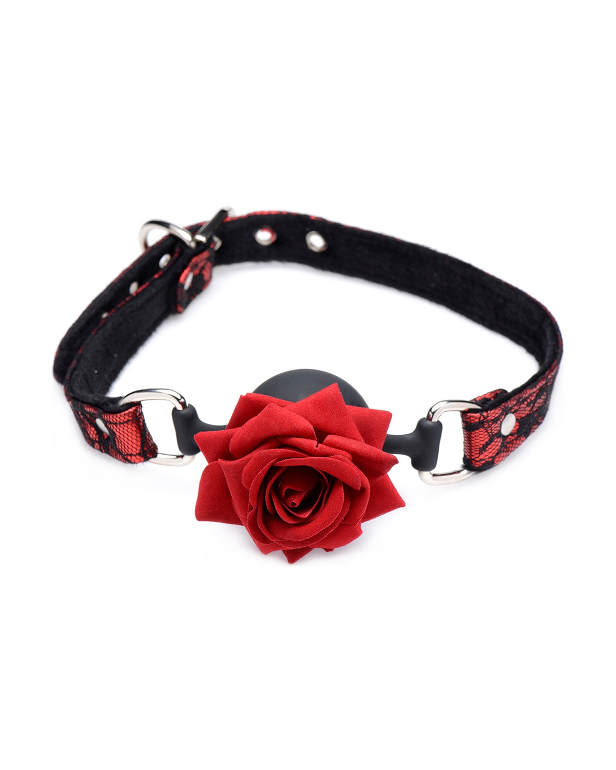 XR Brands Silicone Ball Gag with Rose silikonowy knebel z różą