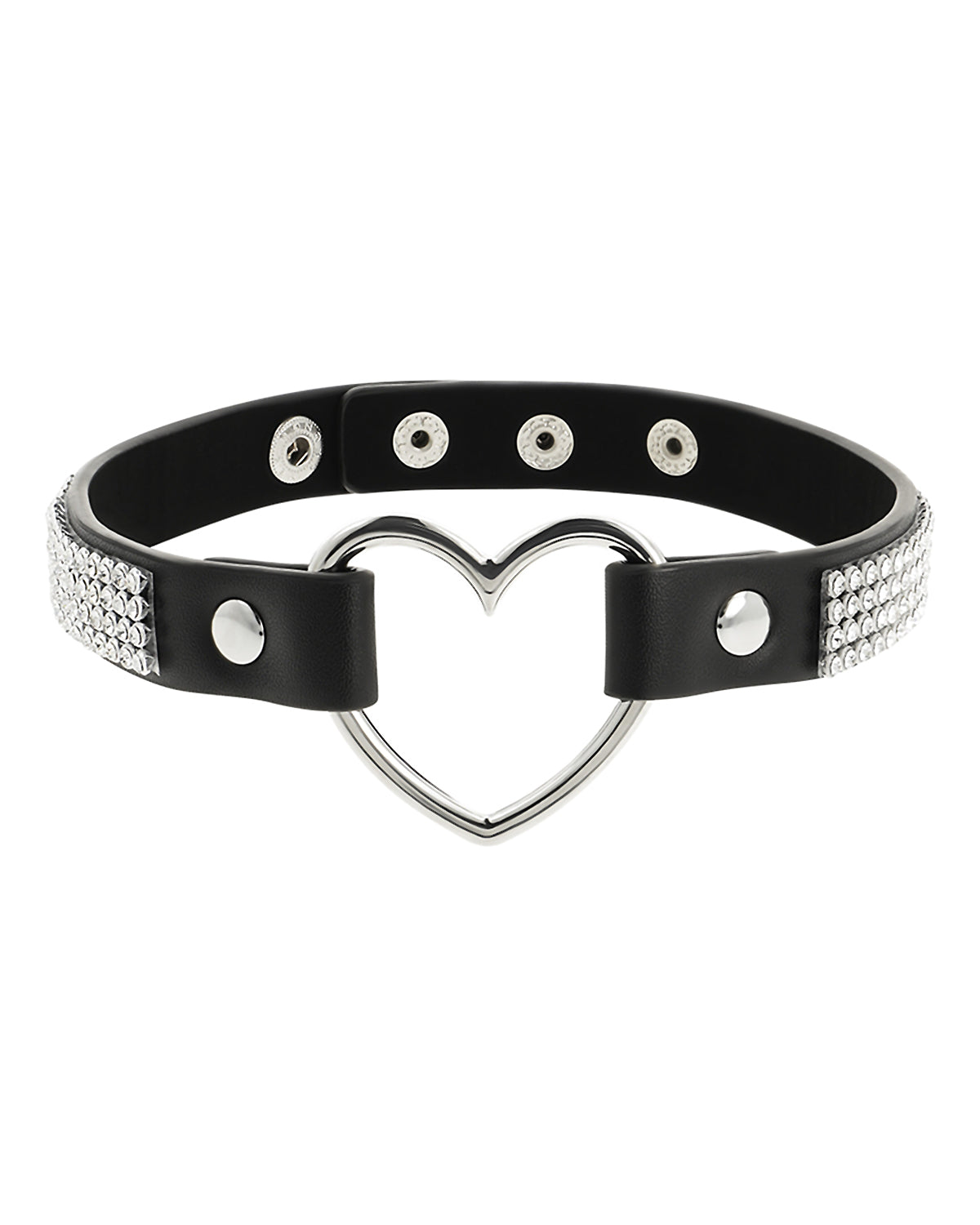 Coquette Chic Hand Crafted Choker Vegan Leather Heart choker z wegańskiej skóry zdobiony kamyczkami z sercem