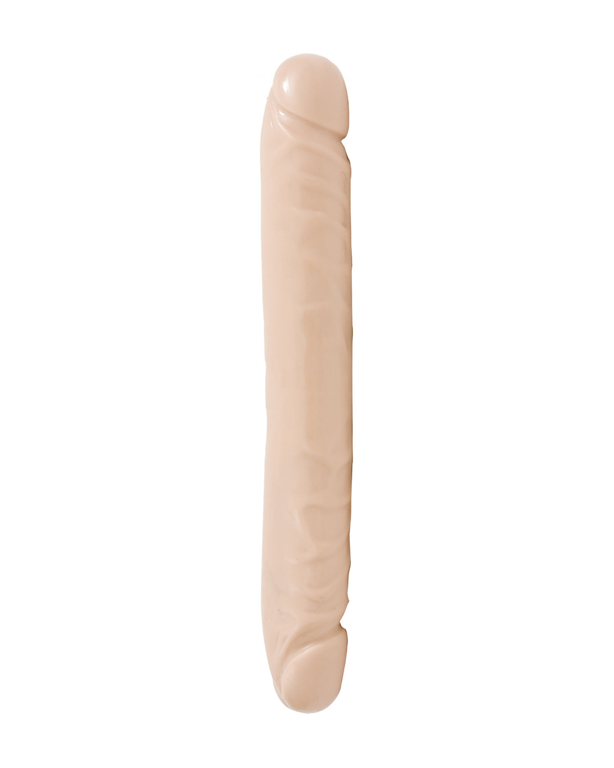 Doc Johnson Jr. Veined Double Header dwustronne dildo beżowe 30 cm