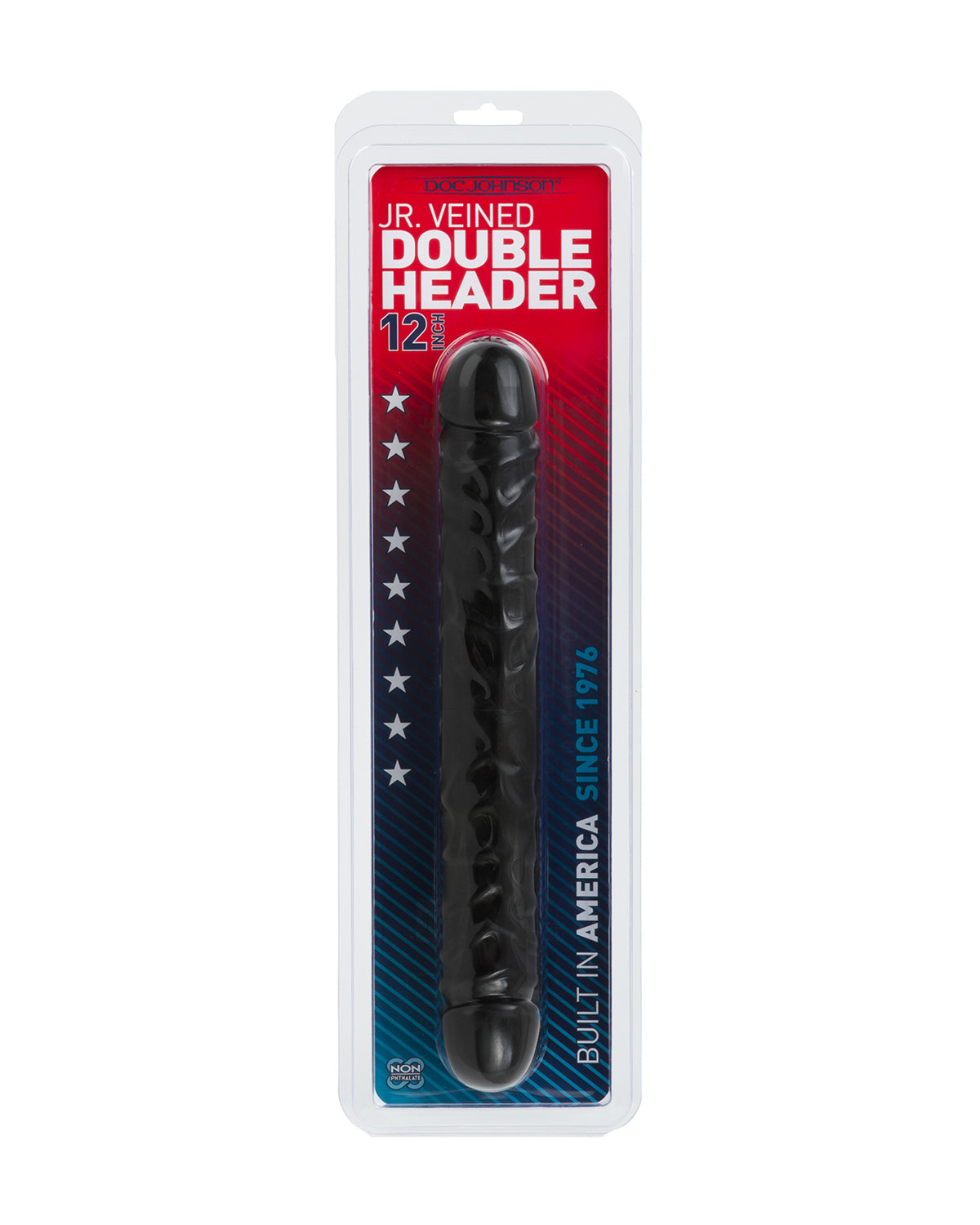 Doc Johnson Jr. Veined Double Header dwustronne dildo czarne 30 cm