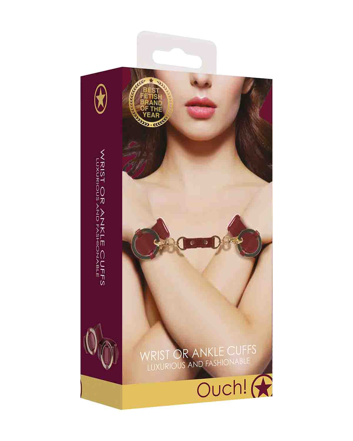 Ouch! Halo Wrist & Ankle Cuffs kajdanki na ręce bordowe
