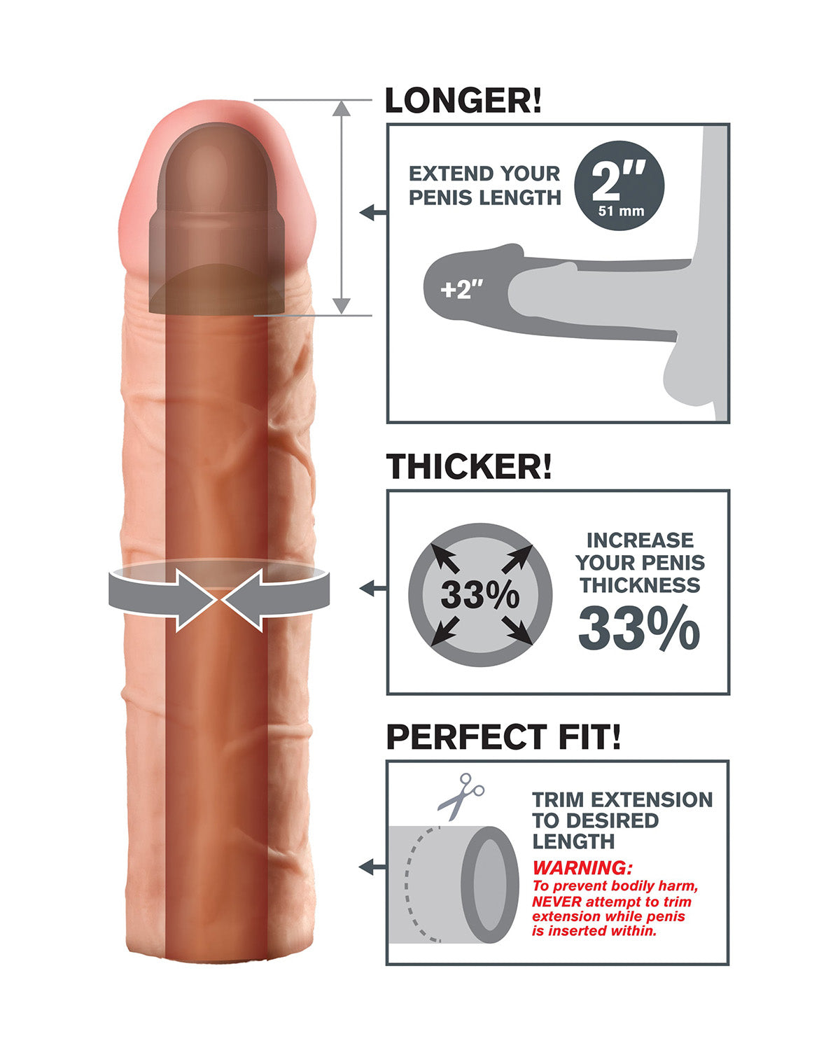 Pipedream X-tension Perfect 2" Extension przedłużka na penisa +5,1 cm beżowa