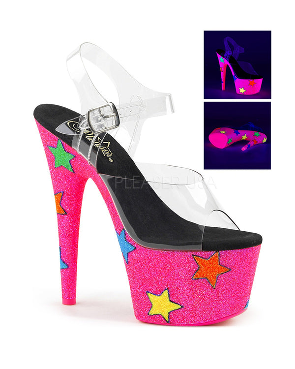 Sandały na platformie Adore-708UVGSTR Clr/Neon H. Pink Glitter