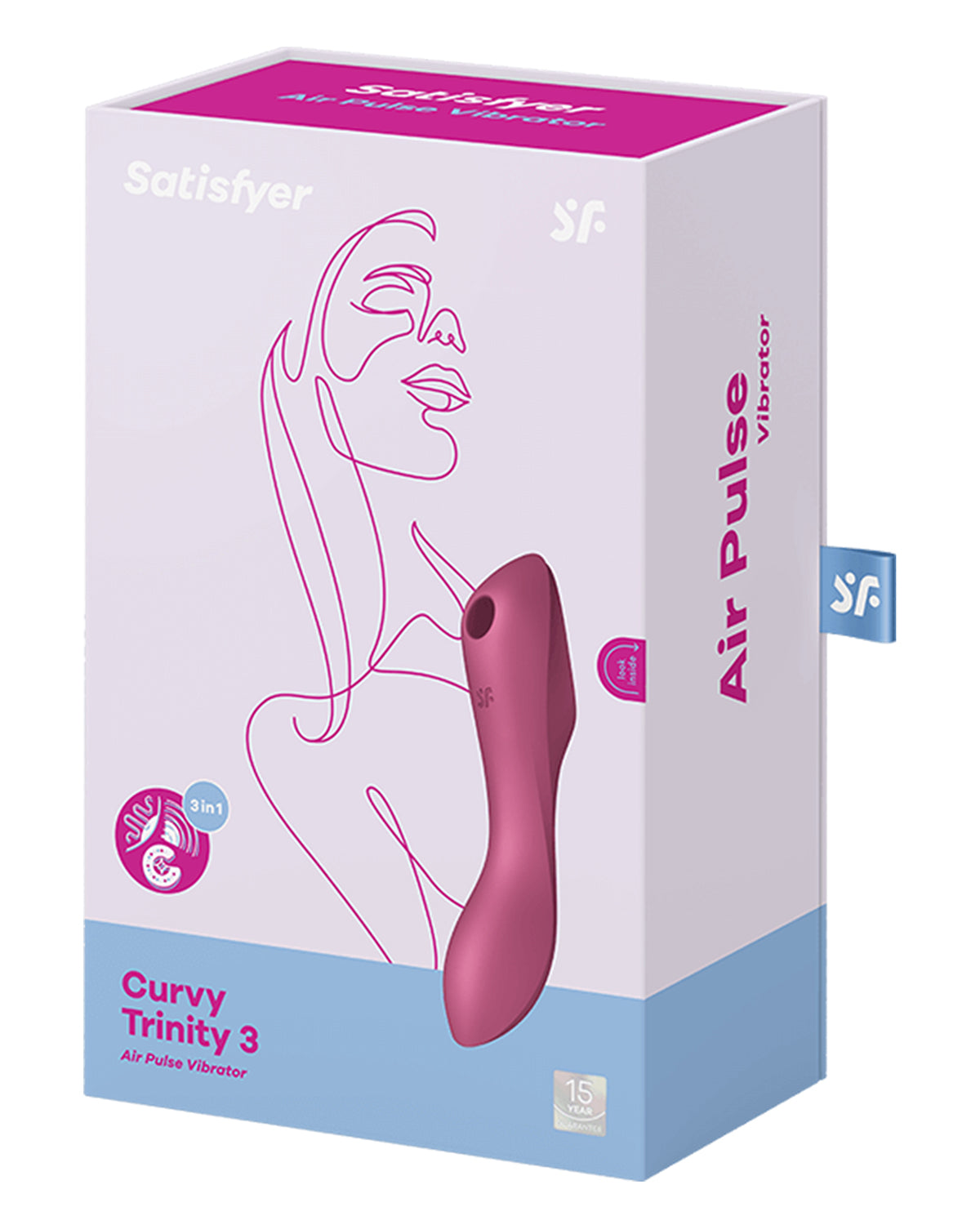 Satisfyer Curvy Trinity 3 bezdotykowy masażer łechtaczki i wibrator punktu G bordowy
