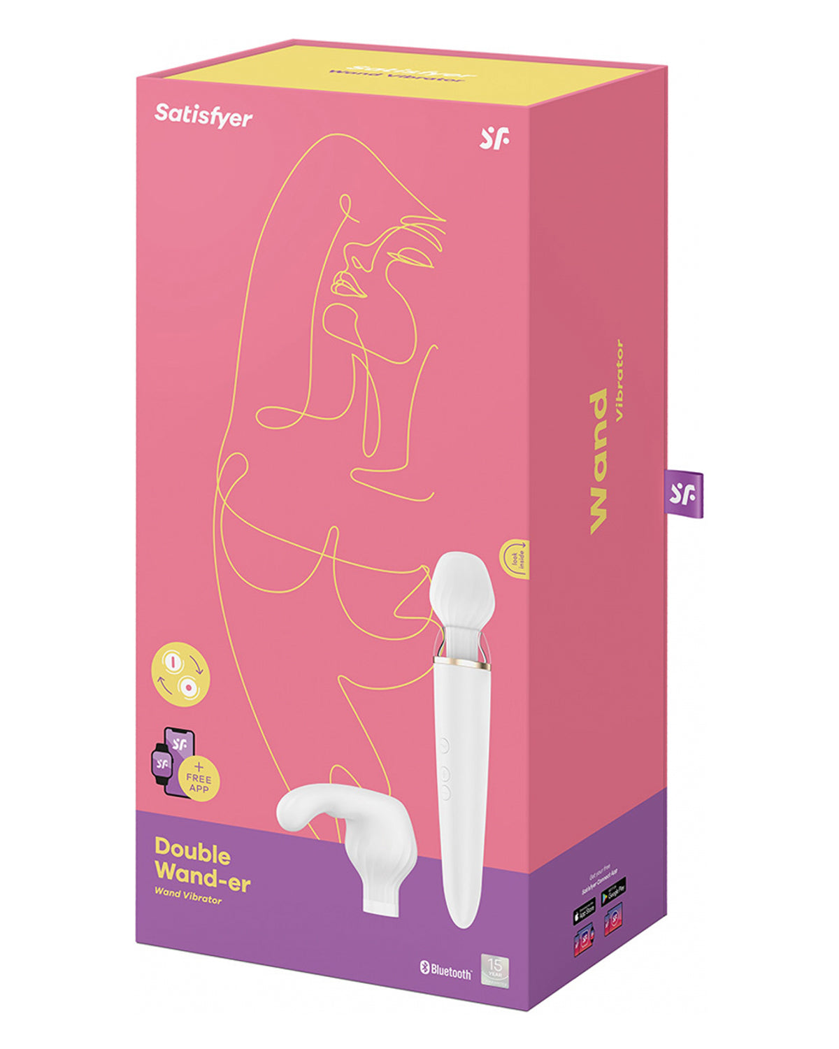 Satisfyer Double Wand-er masażer do ciała z wymiennymi nakładkami i aplikacją na smartfona biały