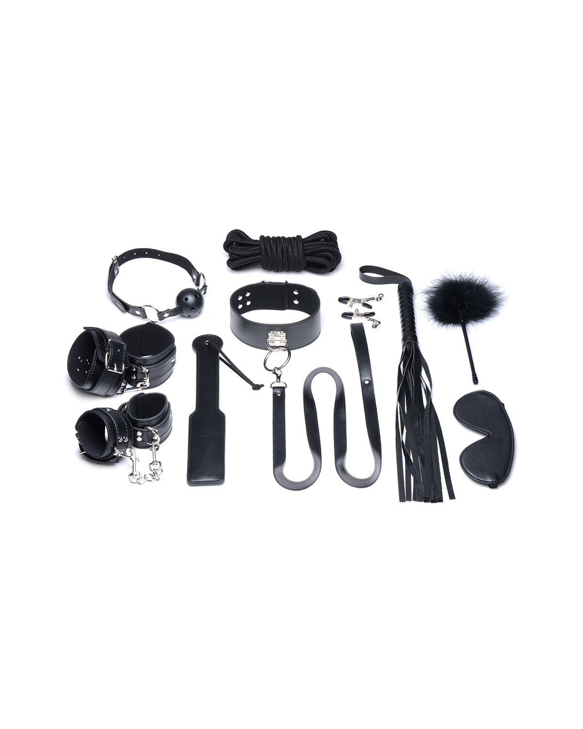 XR Brands Deluxe 10 Piece Bondage Set dziesięcioelementowy zestaw bondage czarny