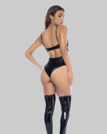 Body wet look Mapalé 2793 - widok z tyłu, wysoki stan i pełniejszy krój tyłu - czarny błyszczący