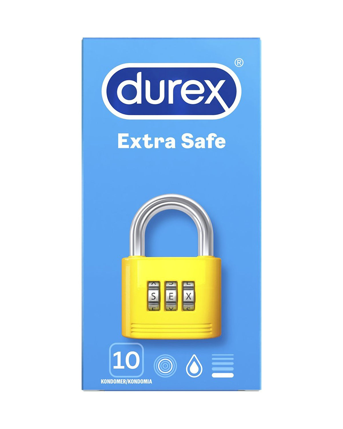 Durex Extra Safe grubsze i dodatkowo nawilżone prezerwatywy 10 sztuk