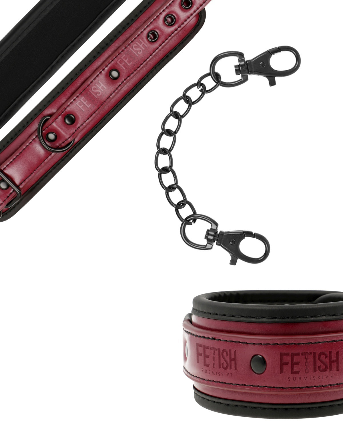 Fetish Submissive Ankle Vegan Leather Red kajdanki na nogi z wegańskiej skóry, czerwone