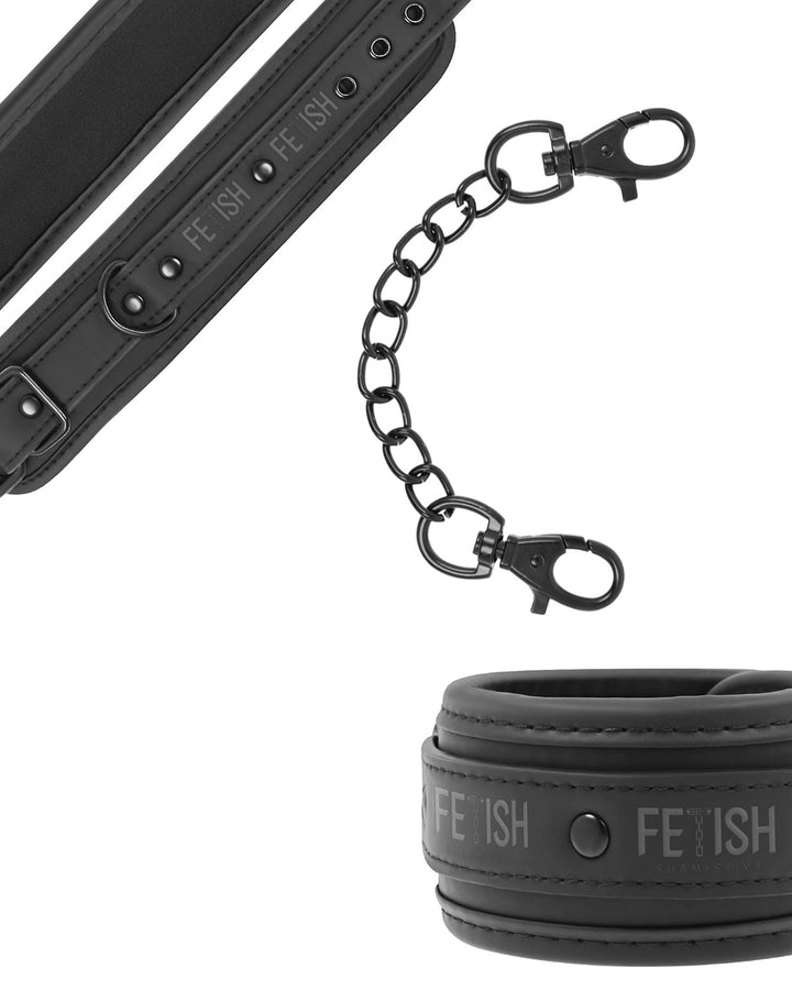Fetish Submissive Handcuffs Vegan Leather kajdanki na ręce z wegańskiej skóry, czarne