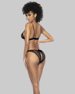 Komplet koronkowy Mapalé 8794 - widok z tyłu, majtki otwarte w kroku z satynową kokardką - czarny