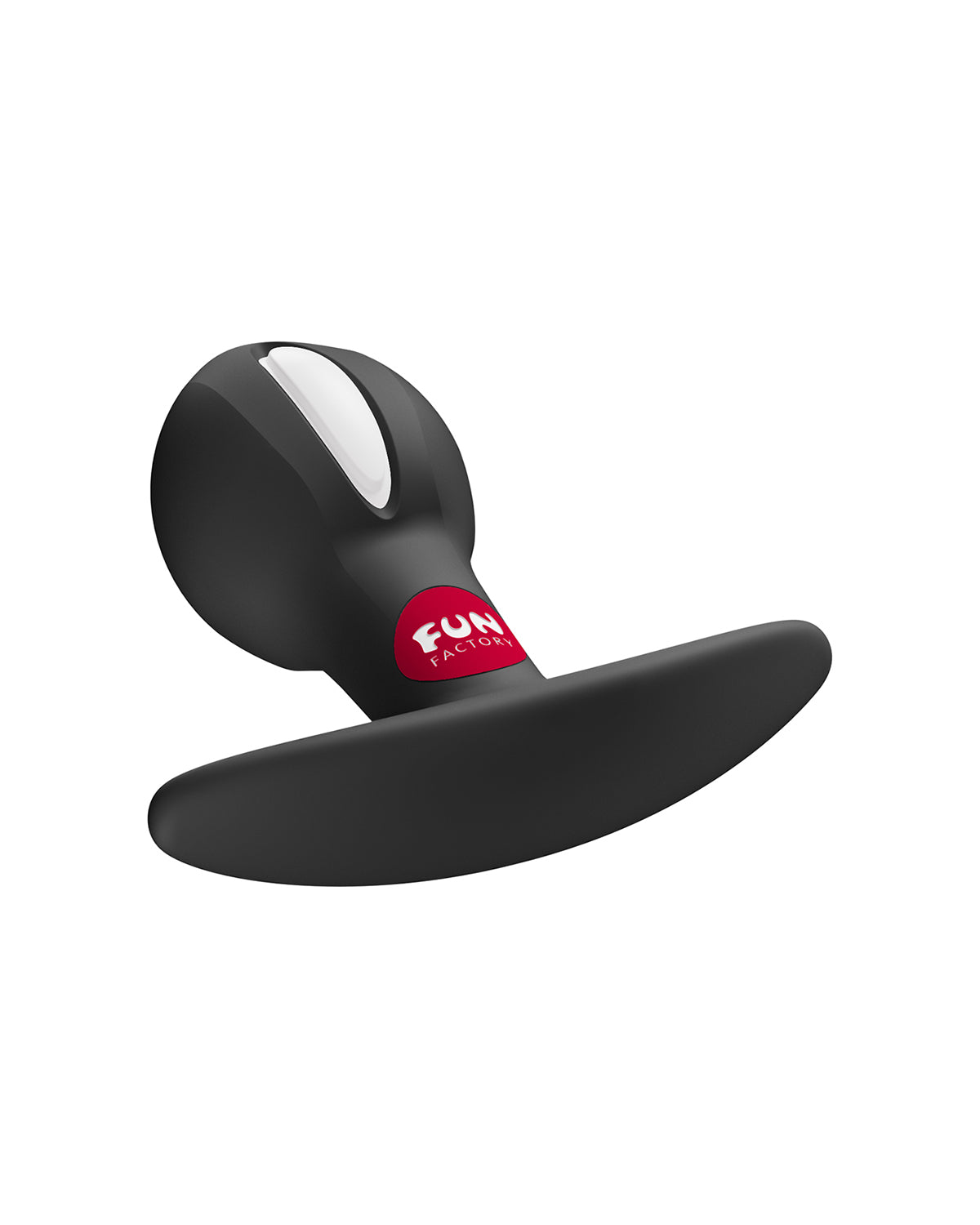 Widok boczny czarnego plugu analnego Fun Factory z ergonomiczną główką i stabilną podstawą