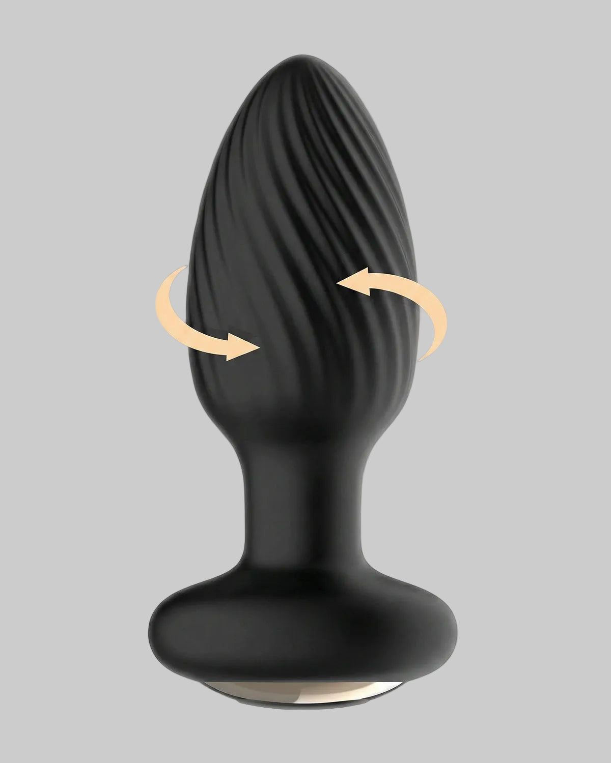 Korek analny INTOYOU Drago - widok z przodu pokazujący spiralną teksturę i kierunek rotacji - czarny