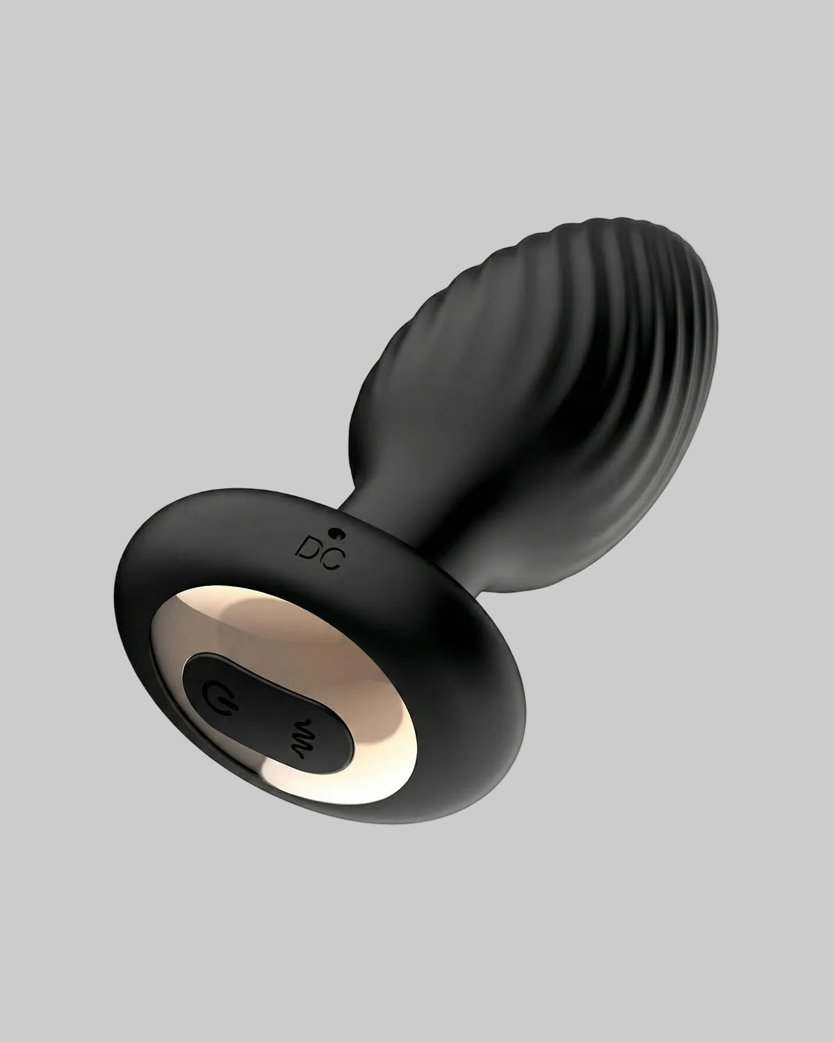 Korek analny INTOYOU Drago - widok z boku pokazujący przyciski sterowania na podstawie - czarny