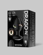 Korek analny INTOYOU Drago - opakowanie z pilotem i kablem USB do ładowania - kolor czarny