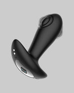 Korek analny INTOYOU Milton - widok z boku pokazujący mechanizm pulsacji i przycisk - kolor czarny