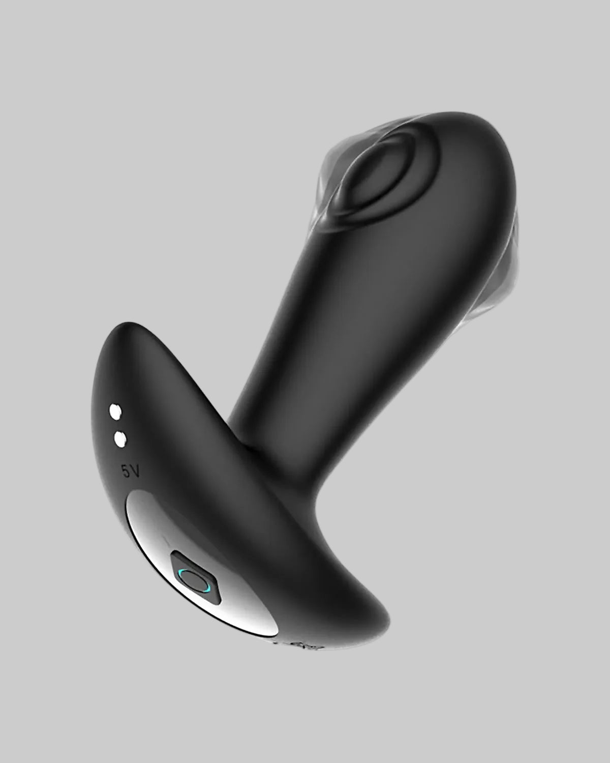 Korek analny INTOYOU Milton - widok z boku pokazujący mechanizm pulsacji i przycisk - kolor czarny