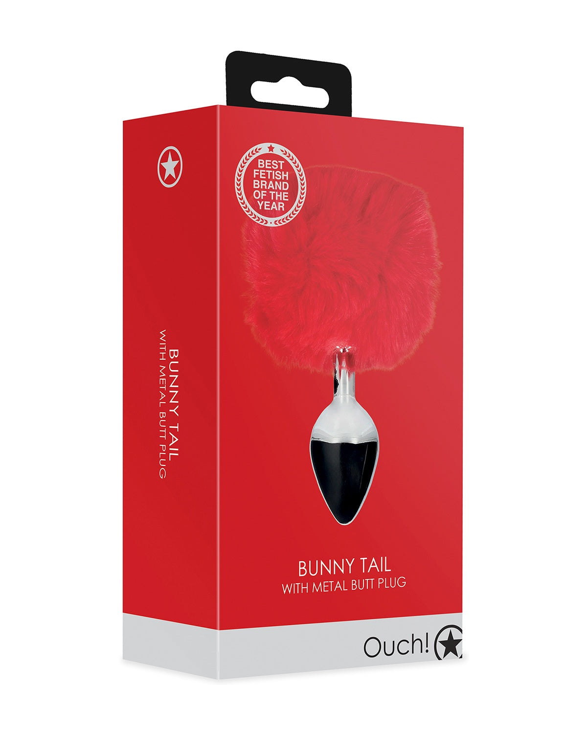 Korek analny z ogonkiem króliczka Ouch! Bunny Tail with Metal Butt Plug Red