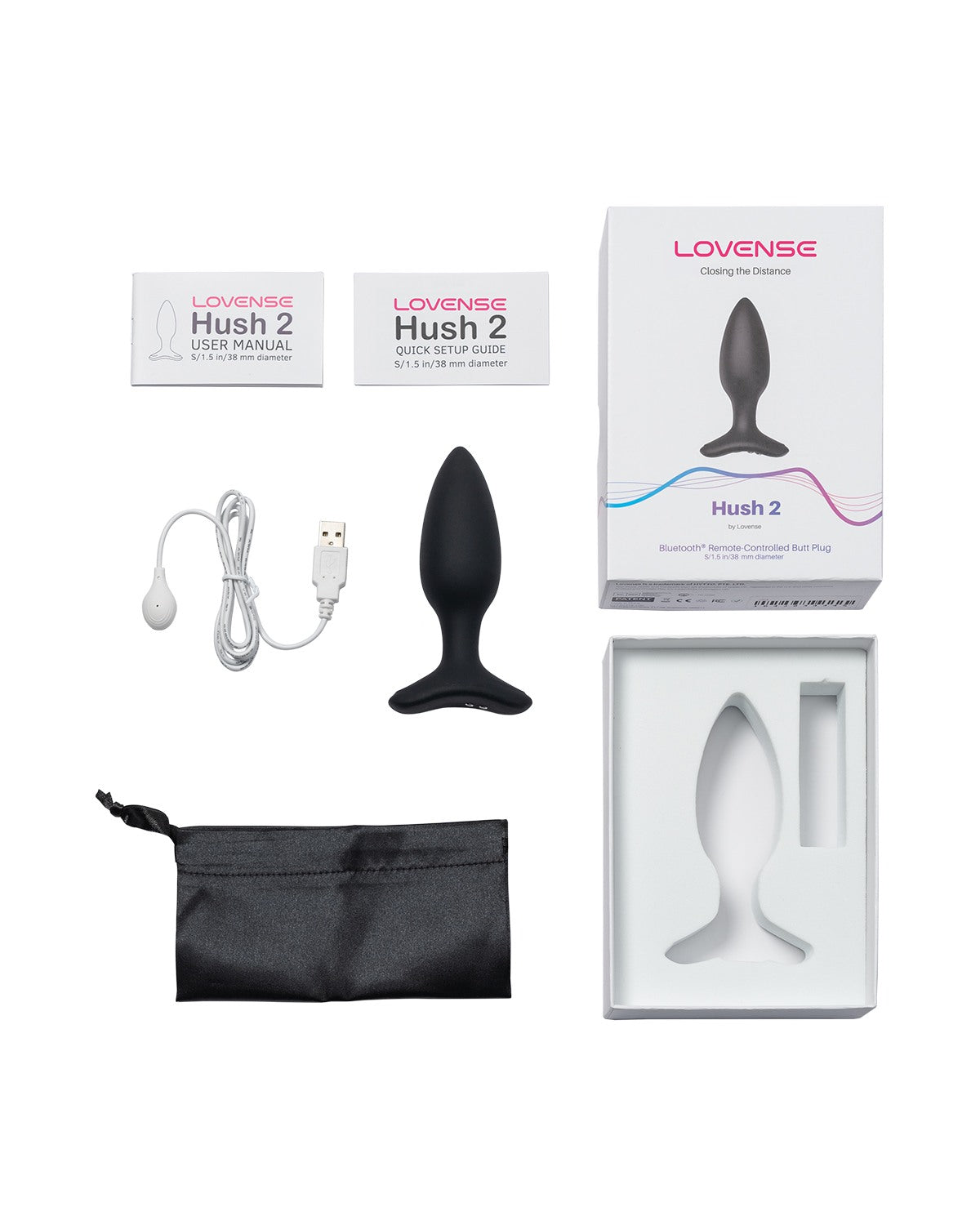 Lovense Hush 2 wibrujący korek analny z aplikacją 3,8 cm czarny