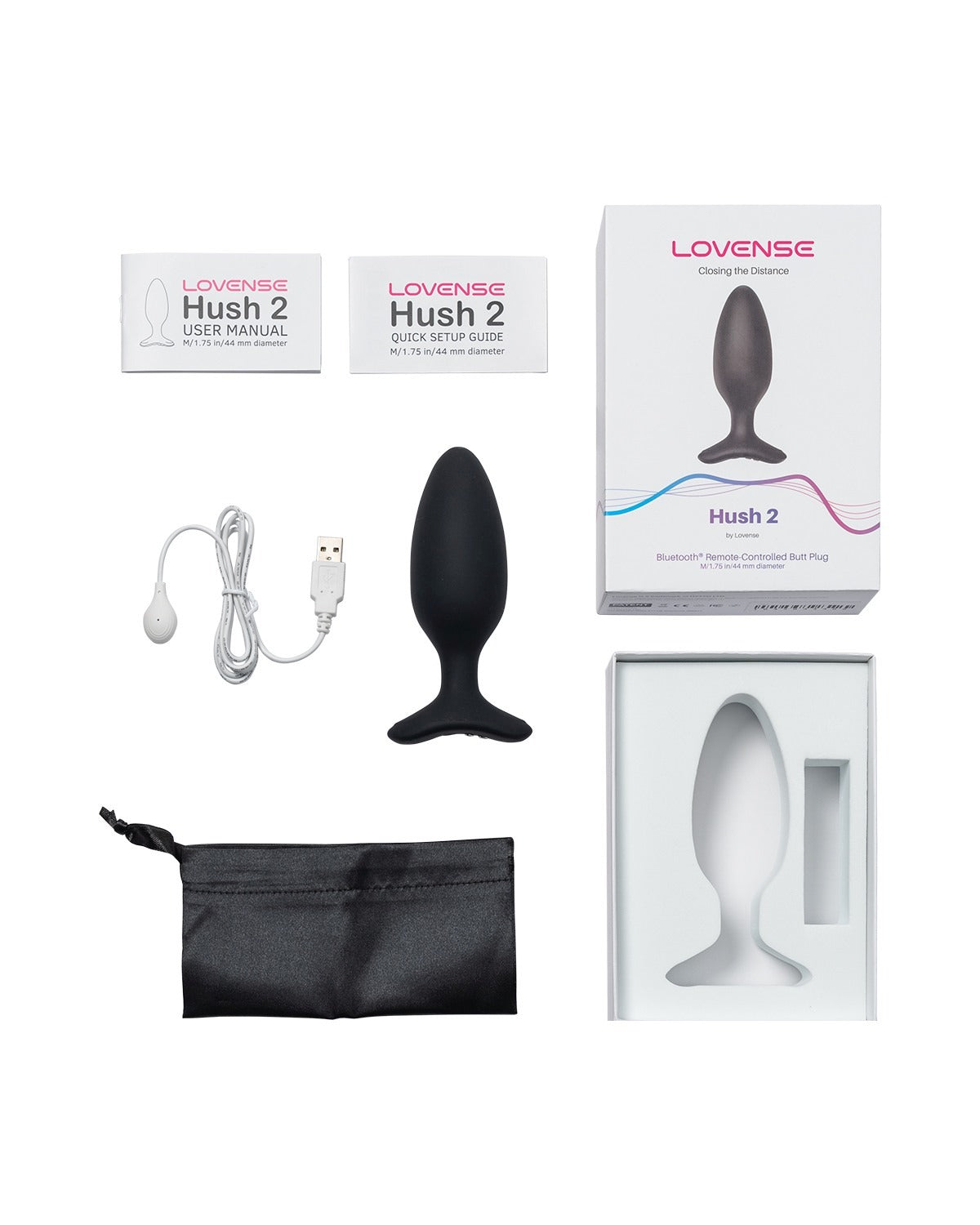 Lovense Hush 2 wibrujący korek analny z aplikacją na smartfona 4,4 cm czarny