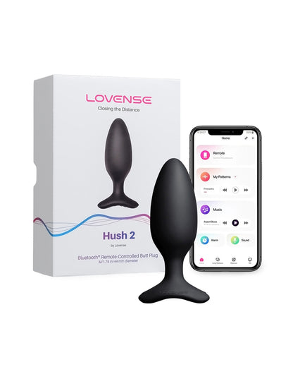 Lovense Hush 2 wibrujący korek analny z aplikacją na smartfona 4,4 cm czarny