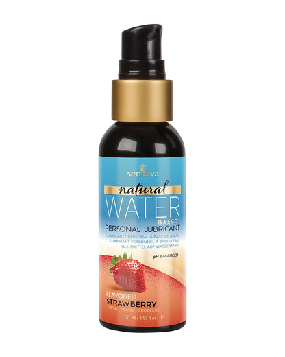 Butelka z pompką lubrykantu wodnego Sensuva Natural o smaku truskawki (Strawberry), pojemność 57 ml.