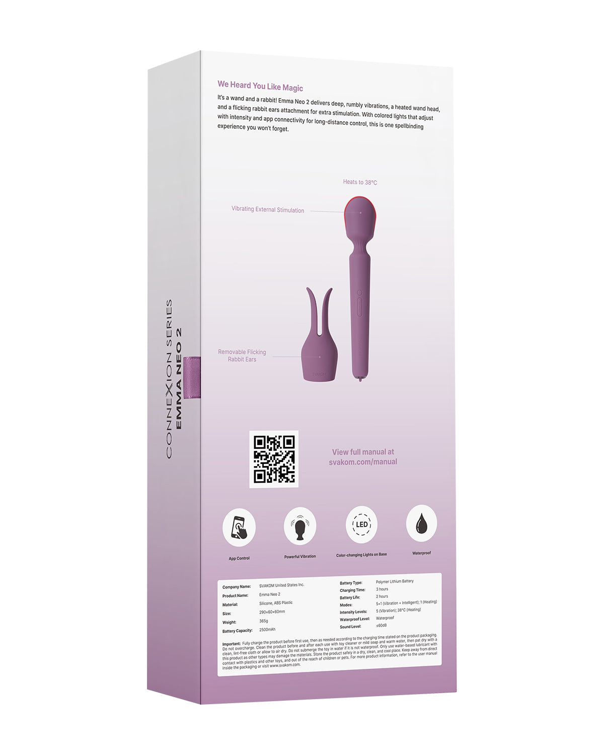 Tylna strona opakowania z opisem produktu, kodami QR i specyfikacją techniczną