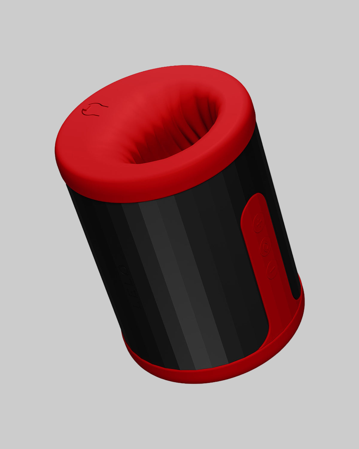 Masturbator LELO F2S - widok z góry na otwór z elastycznym prążkowanym silikonem - kolor czerwony