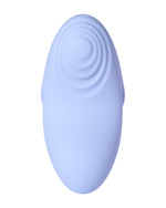 Fioletowy wibrator z widoczną spiralną teksturą na zakończeniu i gładką powierzchnią