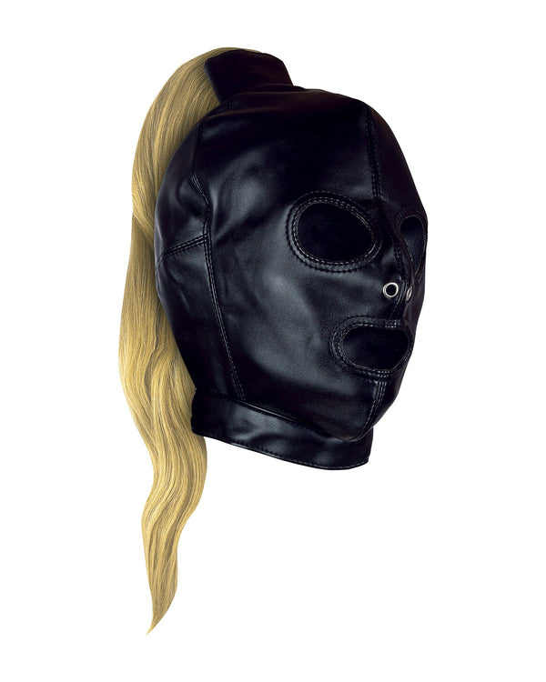 Ouch! Mask with Blonde Ponytail maska na twarz z blond kucykiem w kształcie końskiego ogona