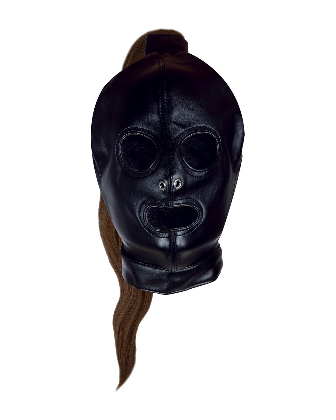 Ouch! Mask with Brown Ponytail maska na twarz z brązowym kucykiem w kształcie końskiego ogona