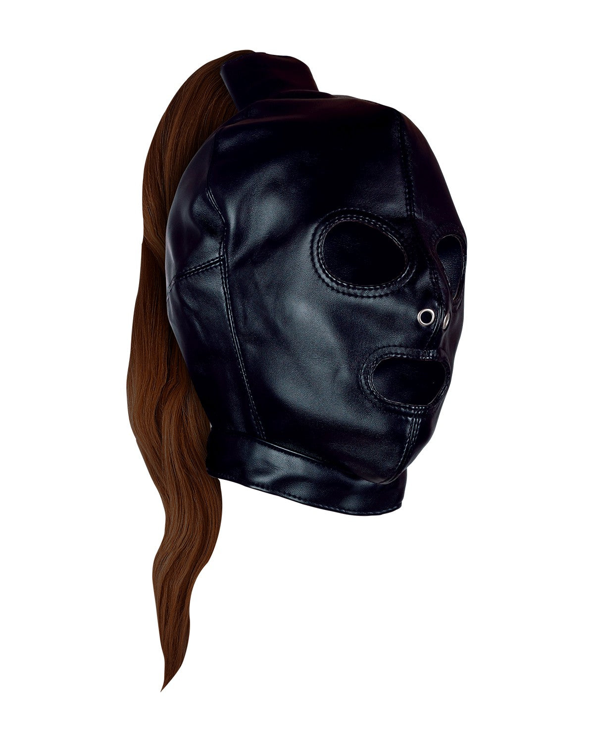 Ouch! Mask with Brown Ponytail maska na twarz z brązowym kucykiem w kształcie końskiego ogona