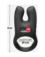 Wymiary produktu - 8 cm wysokości, elastyczny pierścień o średnicy 3 cm, czarny silikon