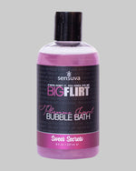 Butelka płynu do kąpieli z feromonami Sensuva Big Flirt o zapachu Słodkich Sekretów, pojemność 237 ml.