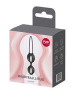 Opakowanie produktu Smartballs Duo Fun Factory w kolorze szaro-różowym z logo marki