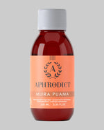 Brązowa szklana butelka 100 ml z pomarańczową etykietą suplementu Aphrodict Muira Puama