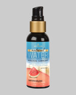 Butelka naturalnego lubrykantu wodnego Sensuva o smaku soczystego arbuza, widoczna od przodu, z etykietą "natural WATER BASED FLAVORED WATERMELON" i logo Sensuva. Idealny produkt dostępny w Sex Shop Kraków COCO Butik.