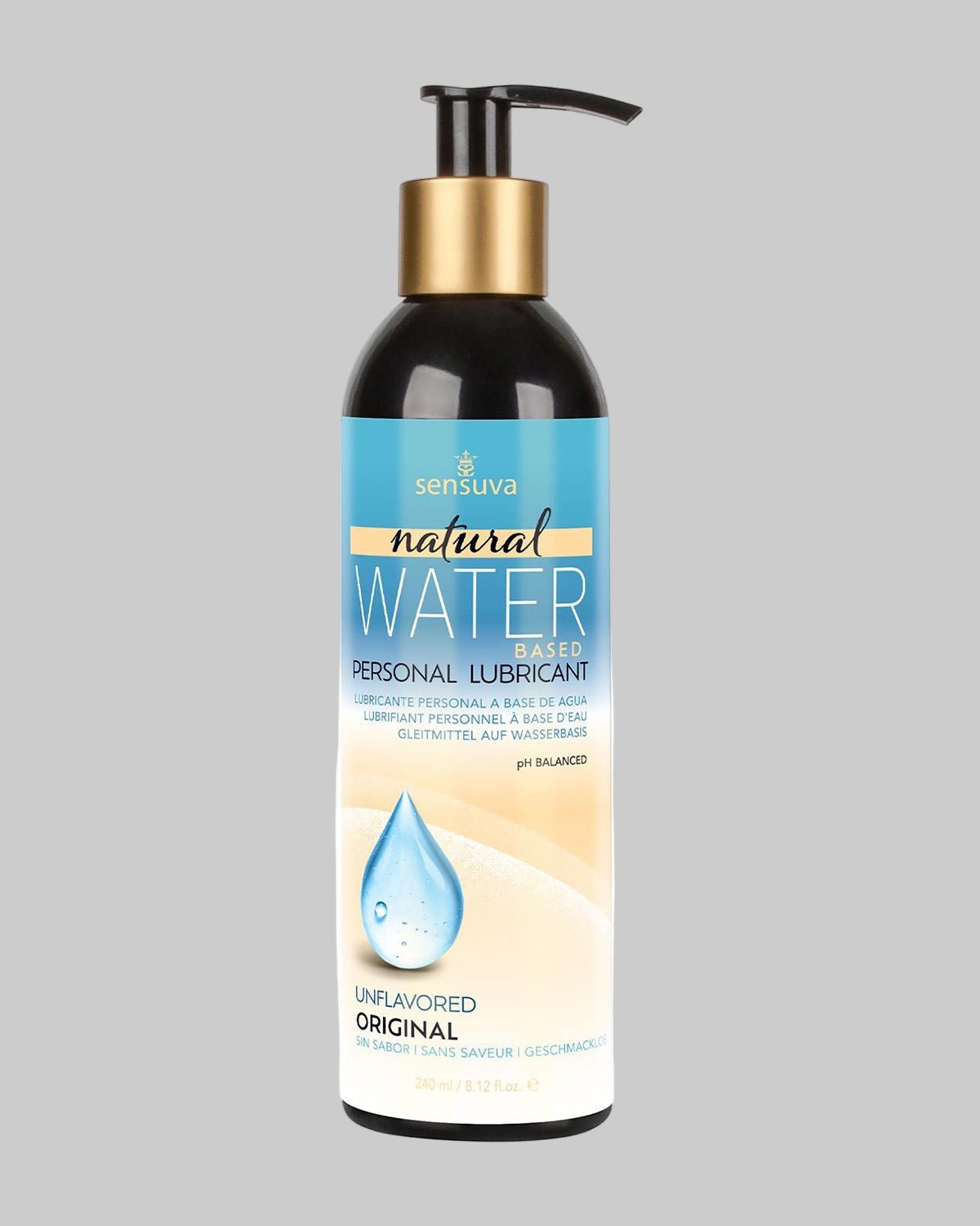 Butelka naturalnego lubrykantu na bazie wody Sensuva Original o pojemności 240 ml.