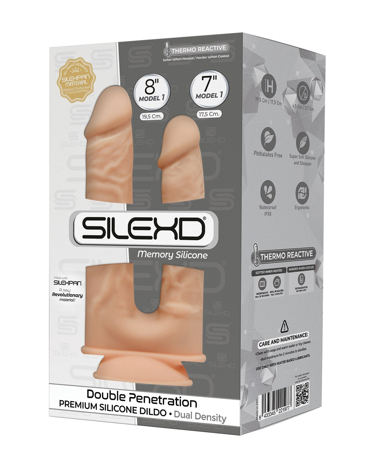 SilexD Double Penetration Model 1 podwójne dildo z przyssawką 19,5 cm i 17,5 cm