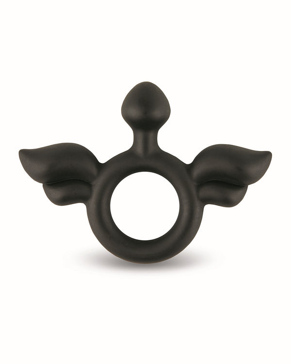 Silikonowy ring erekcyjny z designem anioła Rooster Jeliel Angel Design Cock Ring - czarny