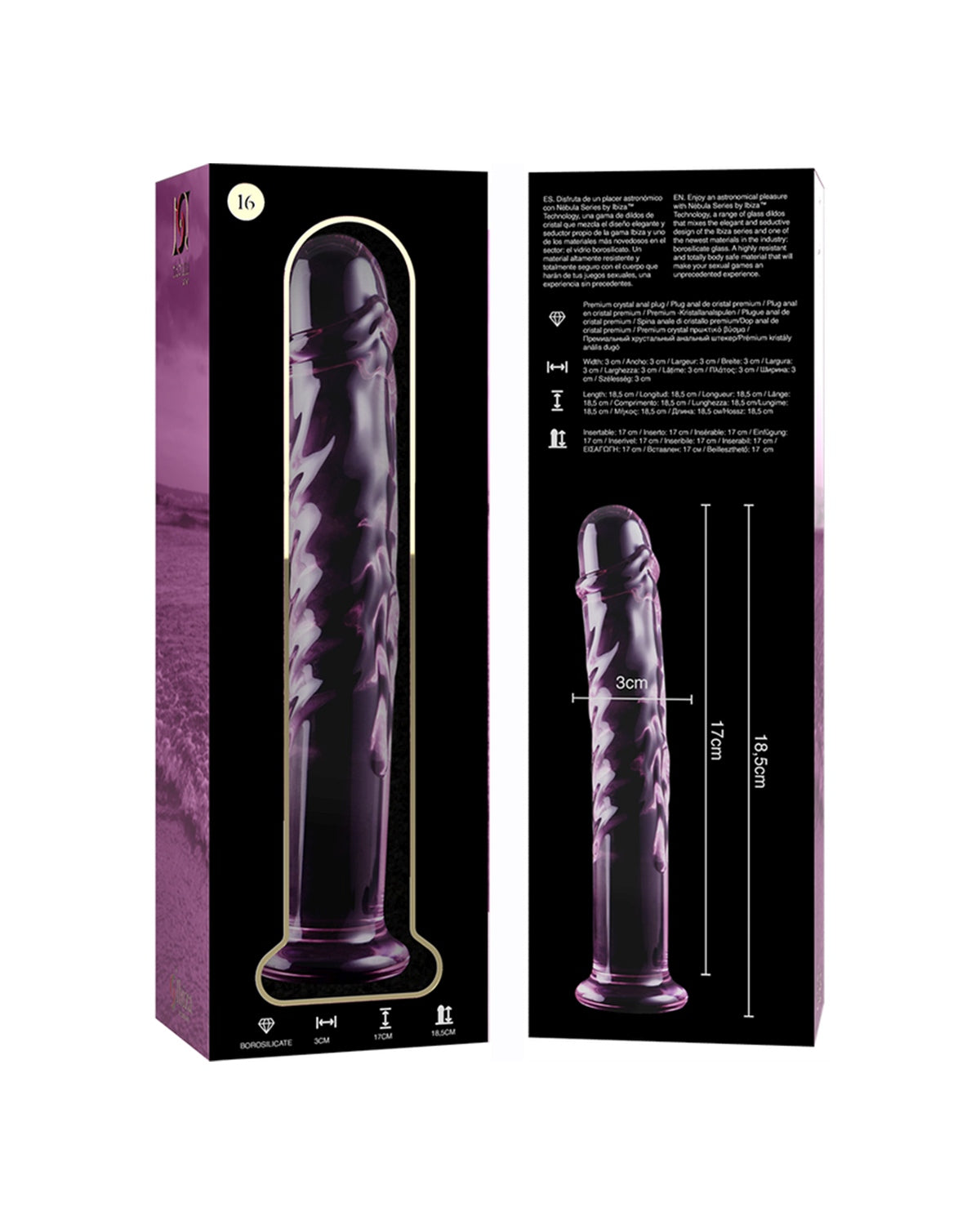 Nebula by Ibiza Model 16 szklane dildo 18.5 cm x 3 cm