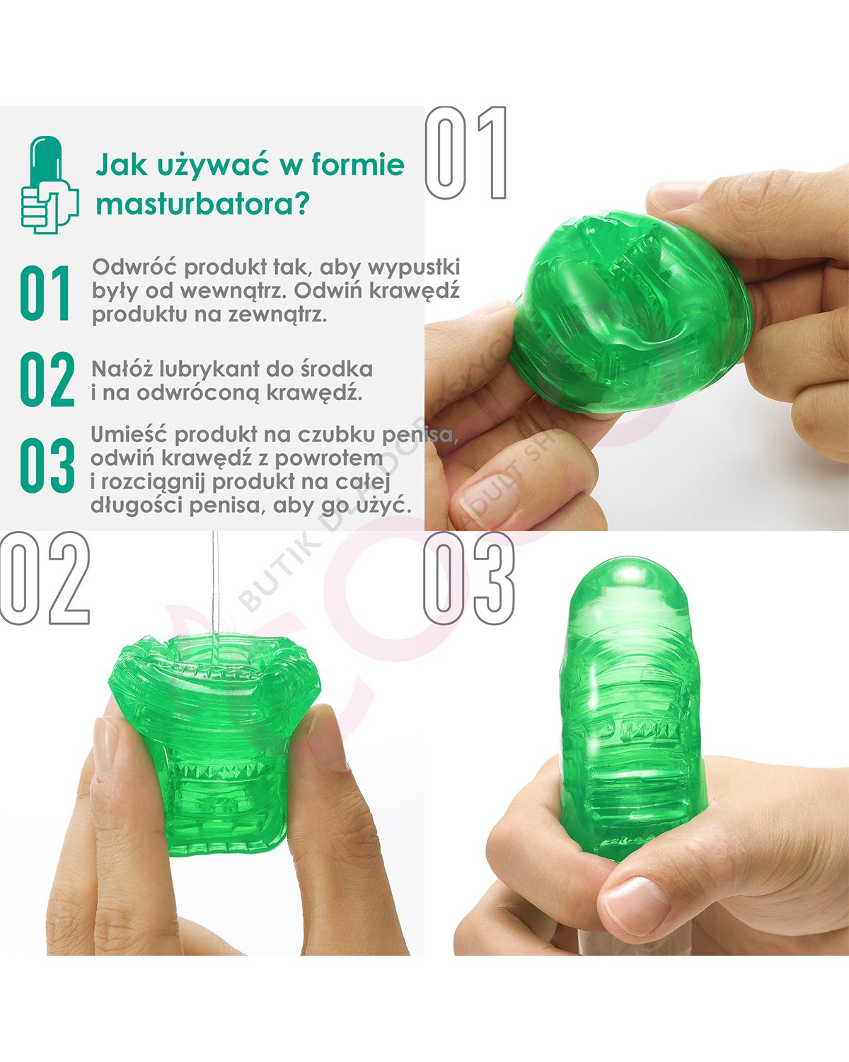 Tenga UNI Emerald masturbator i nakładka na palec w jednym